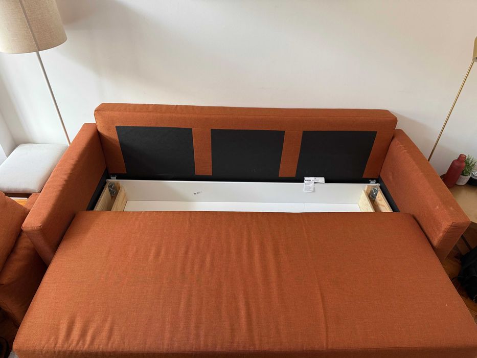 Sofá-cama 3 lugares FRIHETEN Faringe laranja acastanhado