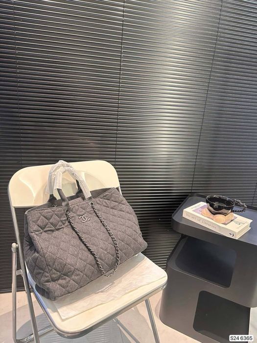 Chanel Tote серая сумка женская  шопер серый кашемировый