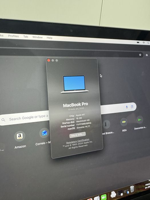 Macbook Pro M1 2020 16Gb Ram 256gb SSD