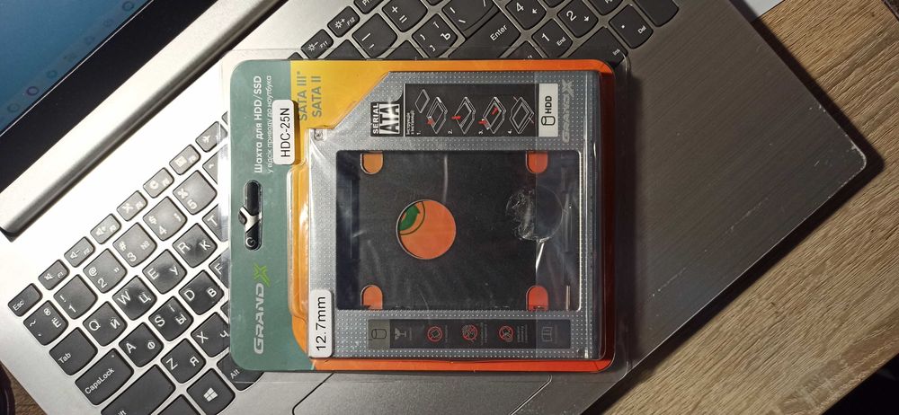 Адаптер під SSD/HHD диск SATA-3 до ноутбука товщина 12,7 мм