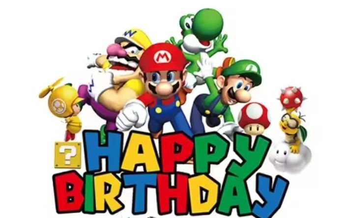 Topper tort urodzinowy Super Mario toppery babeczki muffinki