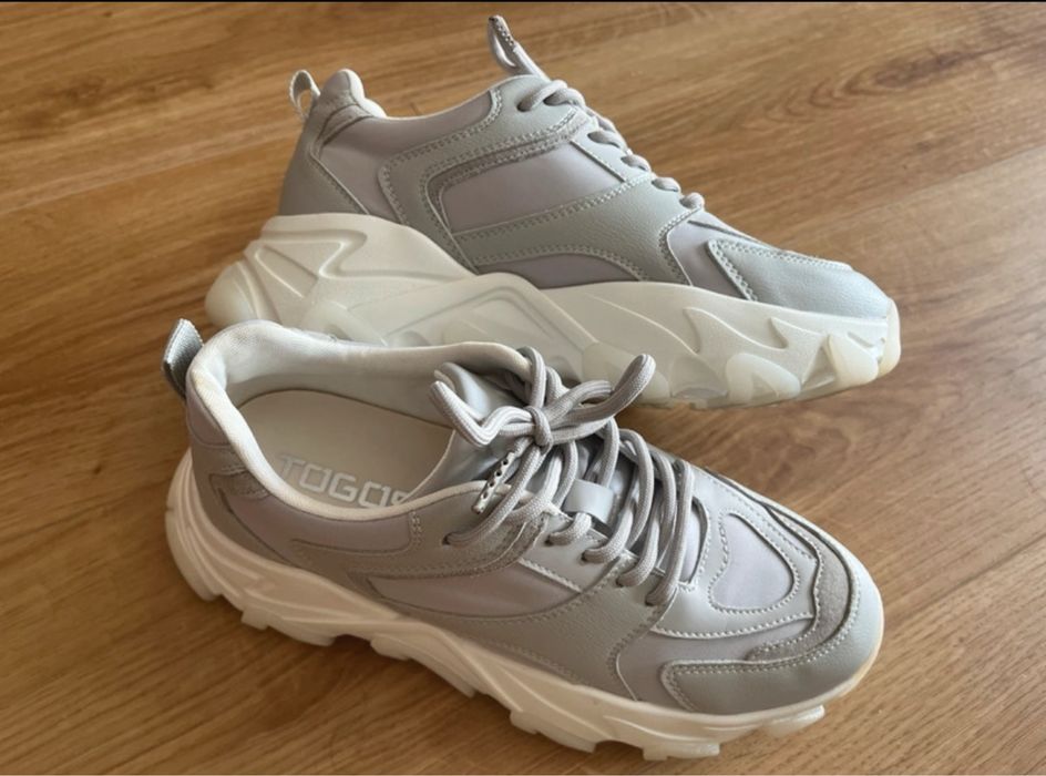 Szare sneakersy trampki buty na masywnej podeszwie
