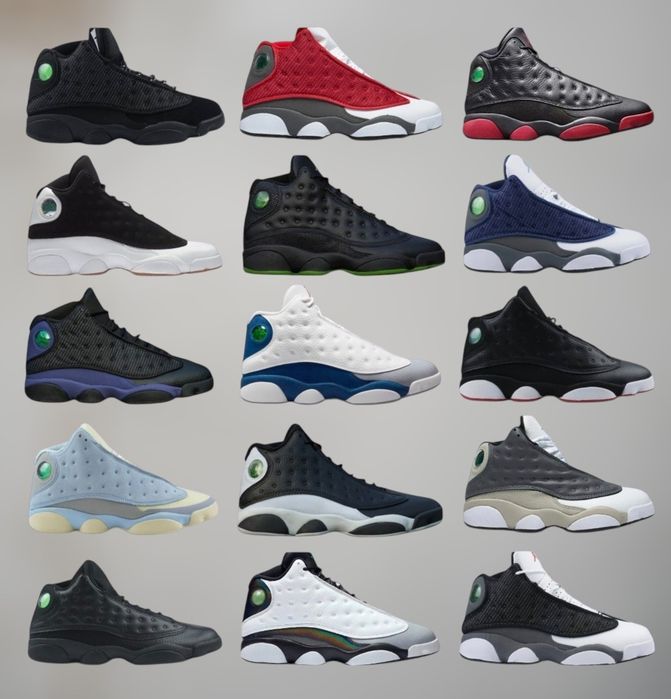 р36-45 Кросівки Air Jordan 13 Retro Black White Blue Red