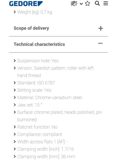 Chave inglesa gedore 12"