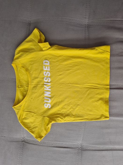 Podkoszulek Bluzka T-shirt Top z krótkim rękawem żółty XS stan bdb