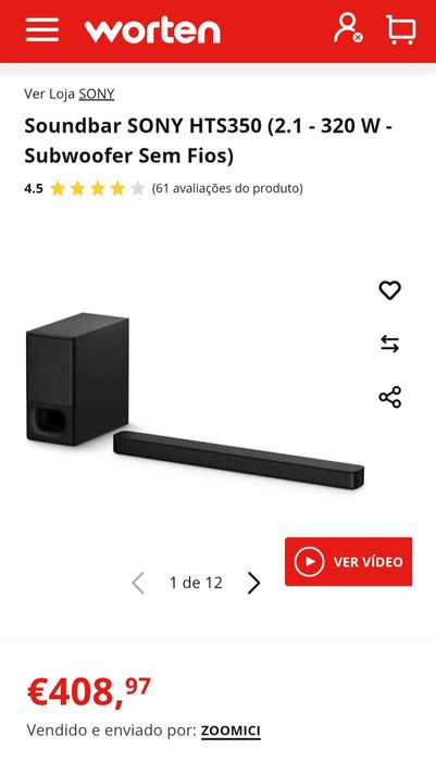 Sound bar Sony HTS350