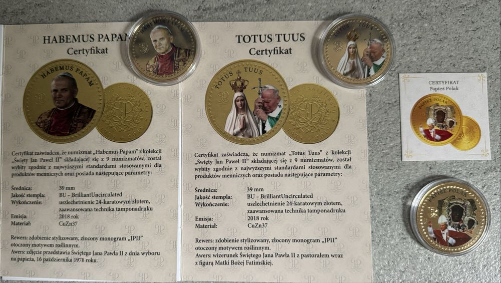 Monety 9+1 szt. z kolekcji Święty Jan Paweł II