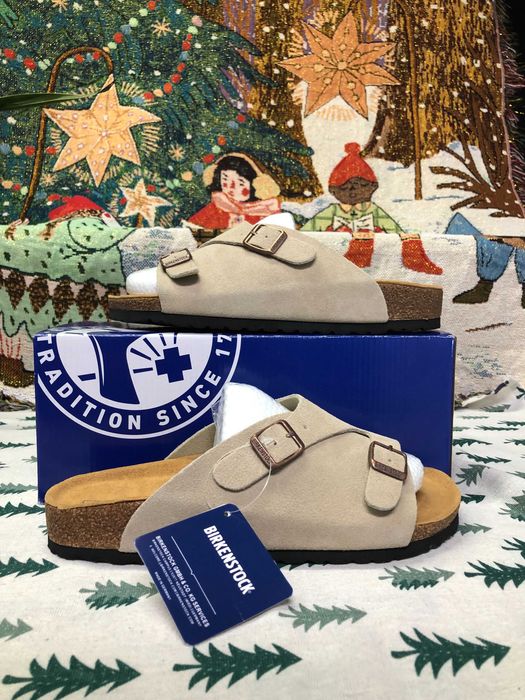 Birkenstock Zurich Suede Leather Sand Narrow Width Slide Sandals R.38