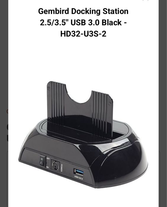 Gembird Docking Station 2.5/3.5" USB 3.0 Black - HD32-U3S-2