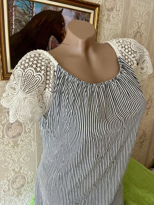 Літня легка жіноча сукня плаття сарафан 48-50 L-XL з мереживом