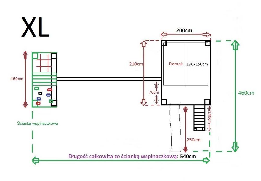 Domek dla dzieci "Prosty" rozmiar XL - plac zabaw