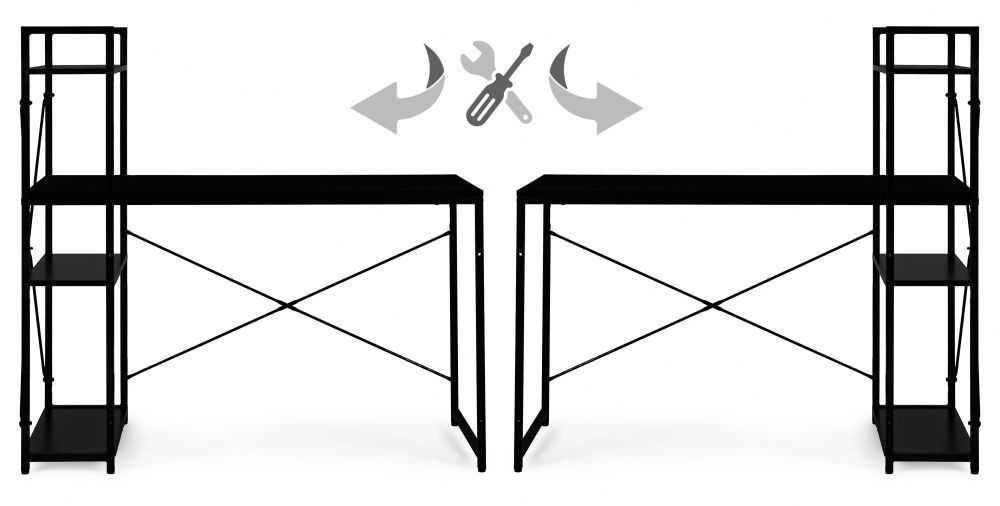 NOWE Biurko Loft Gamingowe Biurowe Czarne z Półkami 120x60cm Okazja FV