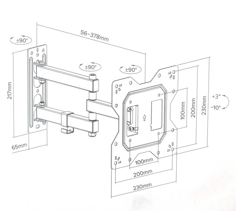 Suporte de parede para TV Full Motion, até 43"  ( NOVO )
