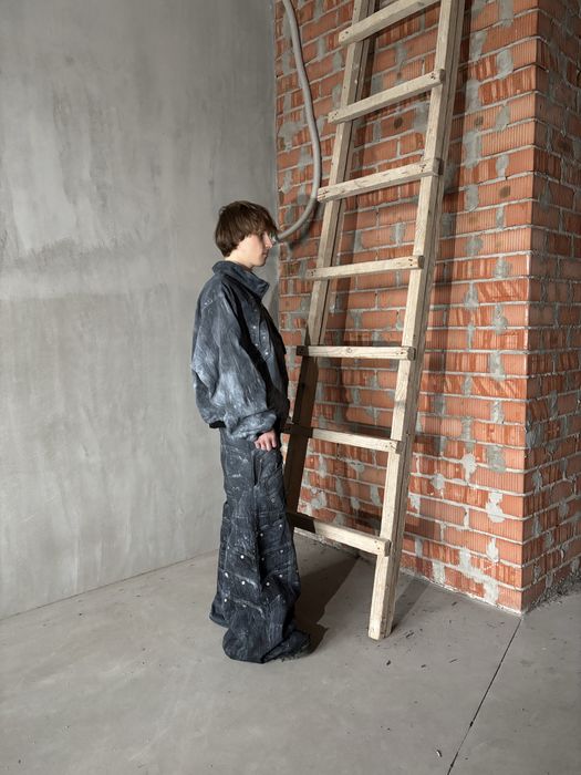 baggy textured faded denim jacket sk8 y2k opium vintage