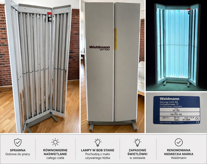 Waldmann UV 100 – kabina do fototerapii UV | sprawna | lampy w bdb stanie + zapas  łuszczyca AZS
