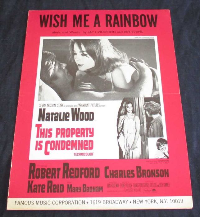 Sheet Music: Wish Me A Rainbow — This Property Is Condemned — Robert Redford