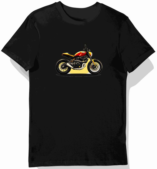 Koszulka męska czarna z motywem odpoczywającego Ducati Scrambler L