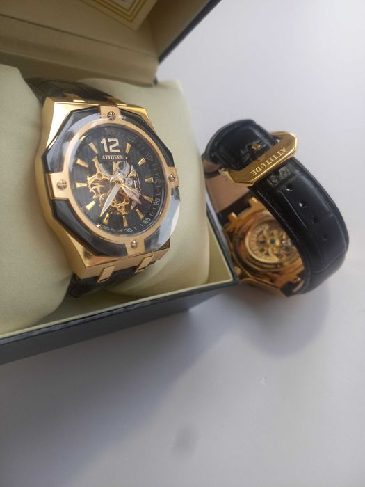 Чоловічий годинник Attitude Lanscotte позолота типSkeleton Cуперціна!!