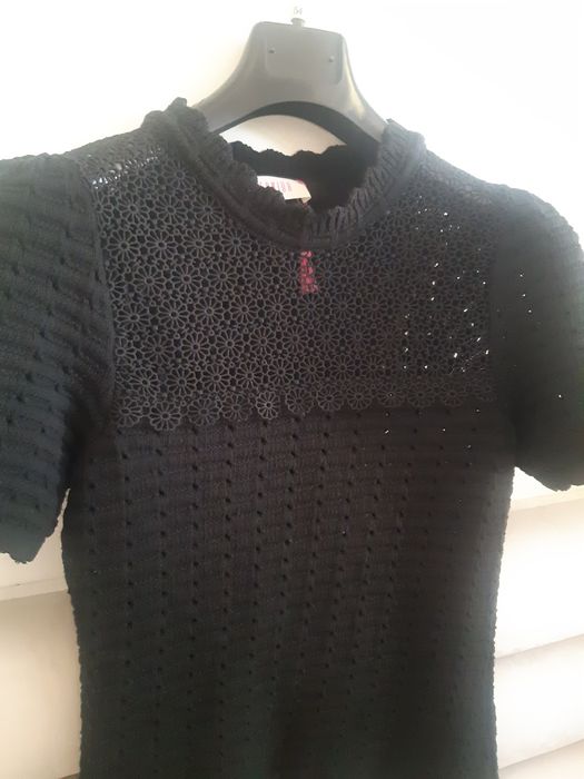 Bluzka Savida 34/36 czarna dzianina ażurowa nowa bez metki