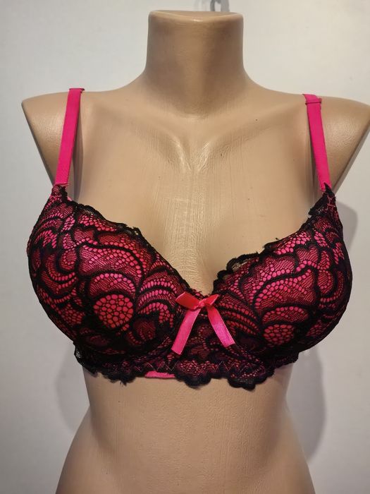 Han biustonosz damski push up rozm 75B, fiszbiny, koronka, różowy