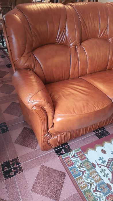 Sofas em pele cor castanho