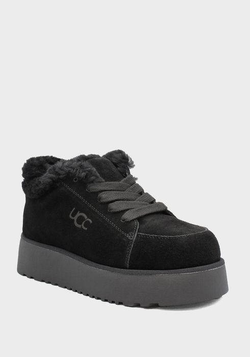 Чорні теплі уггі на платформі,Зимові замшеві угги, UGG, зимове взуття