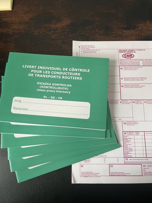 6x Książka czasu pracy kierowcy Kontrollbuch 6 szt + CMR gratis