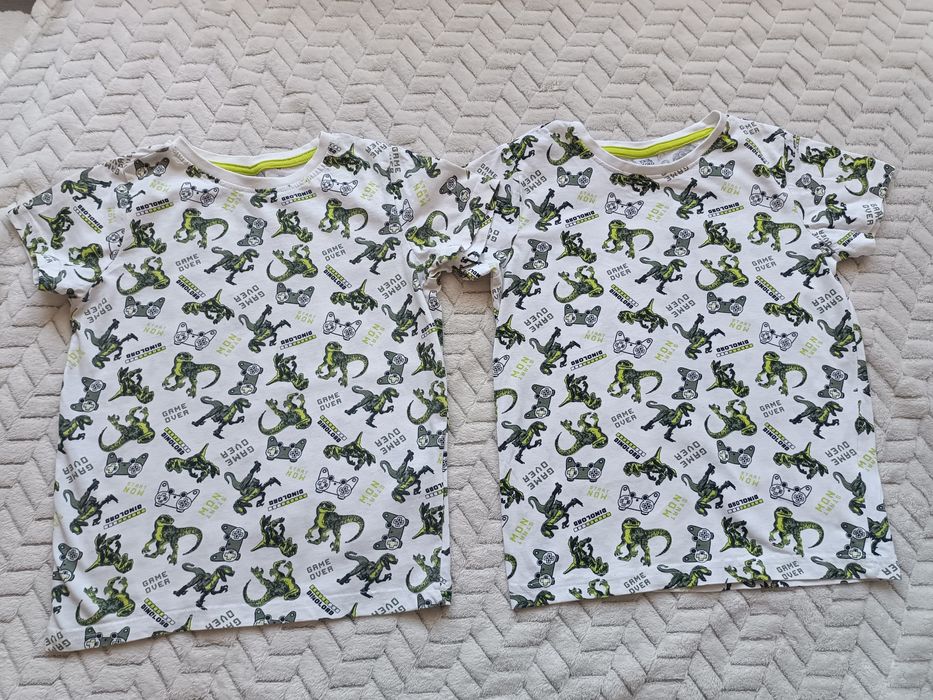 Bluzka bluzki 2 sztuki t- shirty 122 dla bliźniaków dinozaury