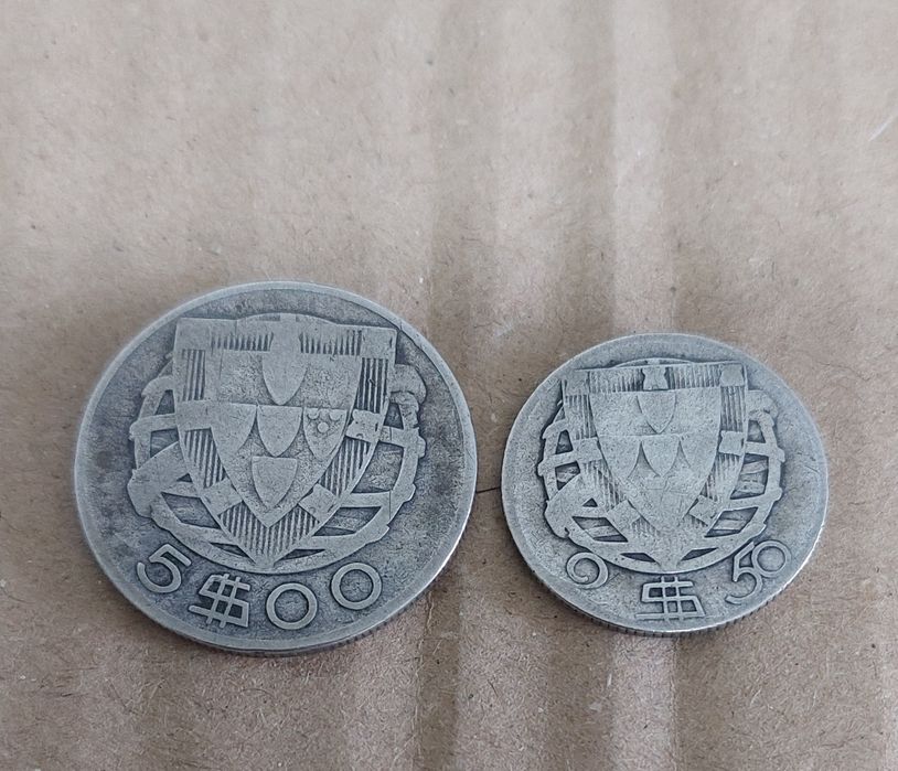 Duas moedas em prata Portugal Caravelas
