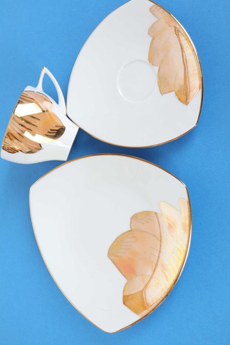 Filiżanka Chodzież porcelana do herbaty, złocona wersja export 3 cz