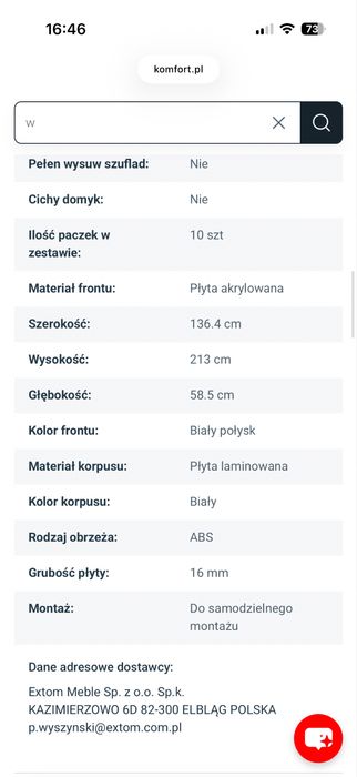 Szafa Boston biala połysk