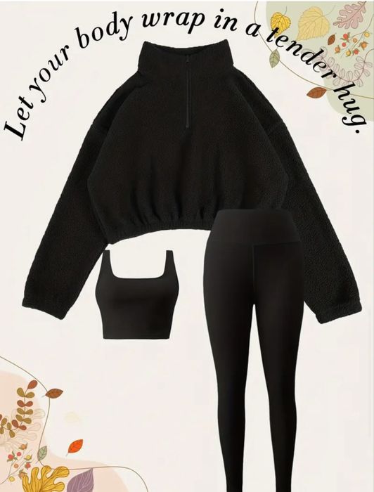 Костюм тройка теплый спортивный костюм лосиный топ кофта