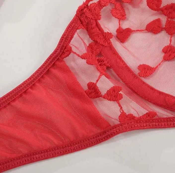 Koronkowa bielizna seksowna czerwona komplet Walentynki