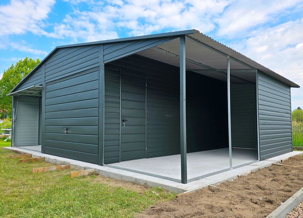 Garaż 6x6 plus 2x6 wiata GRAFIT Super Okazja