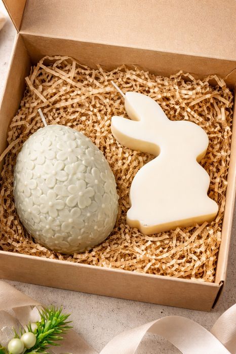 Zestaw świec dekoracyjnych – zajączek + duża pisanka | 23 zł