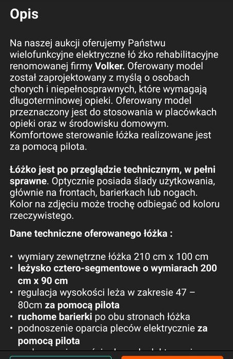 Łóżko rehabilitacyjne