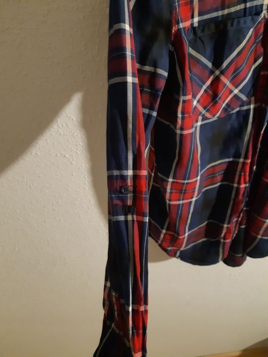 Koszula damska w kratę niebiesko-czerwona stradivarius S M