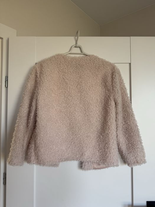 Kurtka narzutka bolerko futerko misiek teddy różowy H&M S 36 M 38 Zara