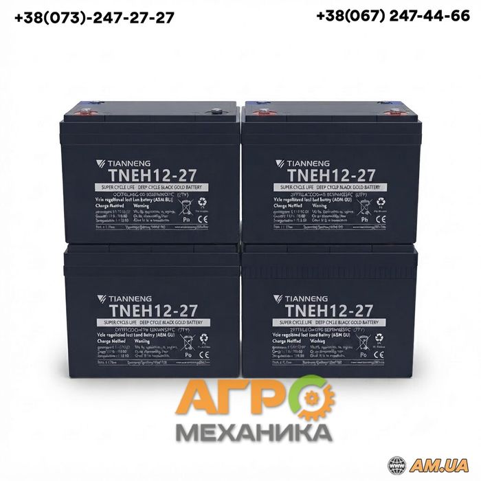 Комплект графенових AGM акумуляторів Tianneng 48V 27Ah — 4×12V