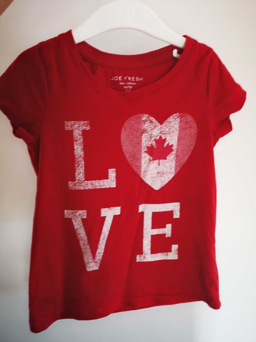 Joe Fresh t-shirt czerwony napis love klon 104/110 cm 4-5 lat