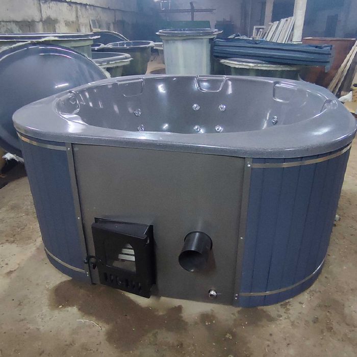 Чан з джакузи на дровах. Гидромасаж, лазня вдома. Мобільна купіль