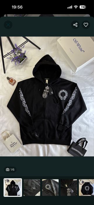 Зіп-худі Chrome Hearts Black | Чорна кофта Хром Хартс на блискавці
