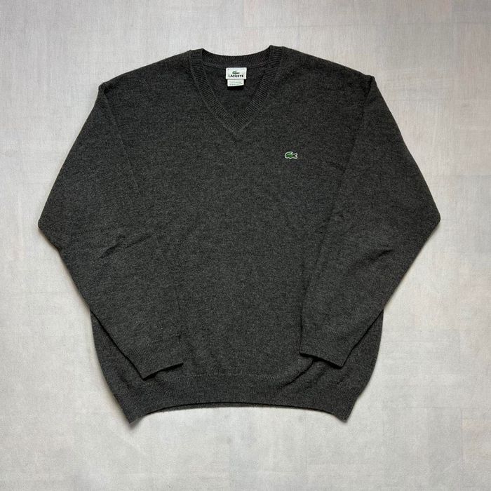 Wool Sweater Lacoste vintage vneck warm sweter