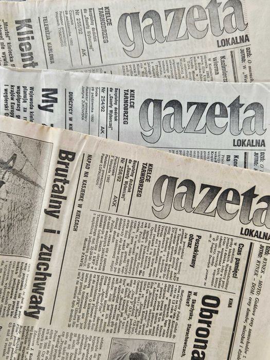 Oryginalne gazety z 1992 roku – Gazeta Wyborcza i Lokalna – unikat