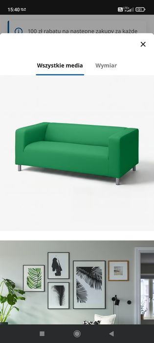 Sofa Ikea  kolor ciemny szary