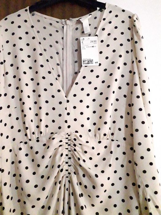 Vestido comprido com bolinhas H&M Nº 40 Novo com etiqueta