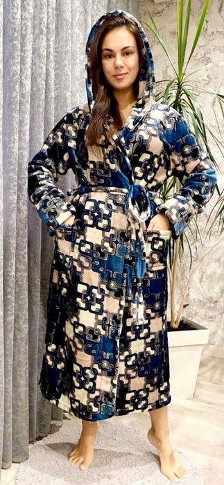 Женский махровый халат двойная махра / Женский халат на запах XL-6XL