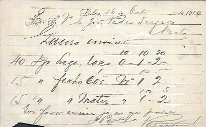 Bilhete Postal Particular Antigo 1919 - PAES & FERREIRA - LISBOA - selo ceres