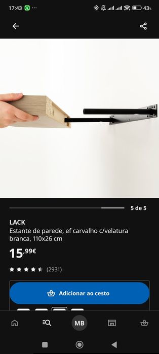 5 prateleiras LACK IKEA