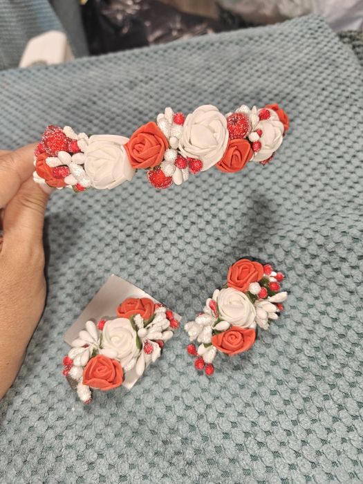 Обруч половинка троянди + 2 заколки